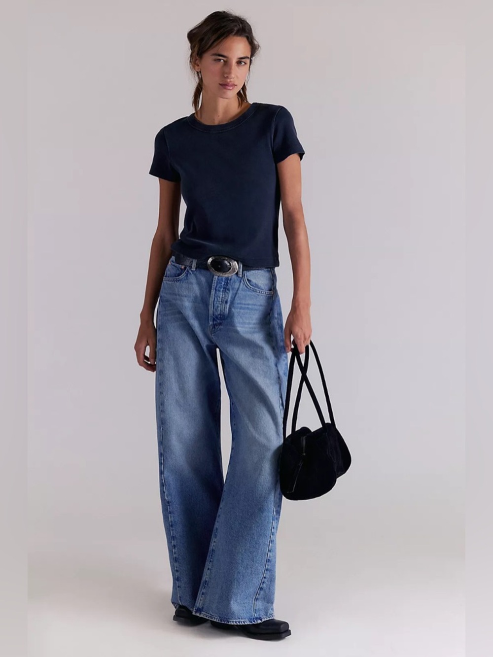 MOTHER Wide Leg Light Blue Denim Jeans